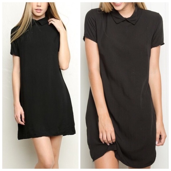 Brandy Melville Dresses Black Collard Shirt Dress Poshmark